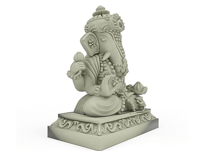 3d印度神象雕塑模型