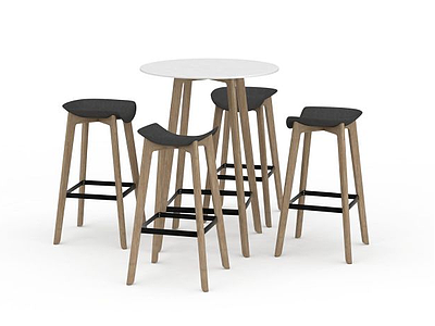 高腿桌椅组合模型3d模型