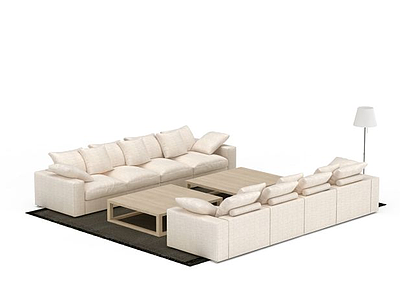 3d现代简约沙发茶几组合免费模型