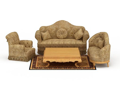 客厅沙发茶几组合模型3d模型