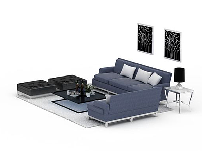 3d现代风格客厅沙发组合免费模型