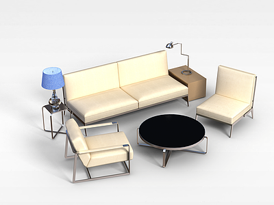 3d简易沙发茶几组合模型