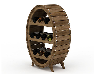 3d木制红酒柜免费模型