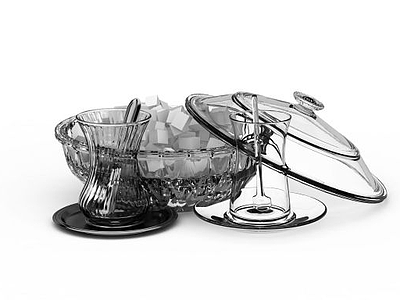 3d厨房玻璃器皿模型
