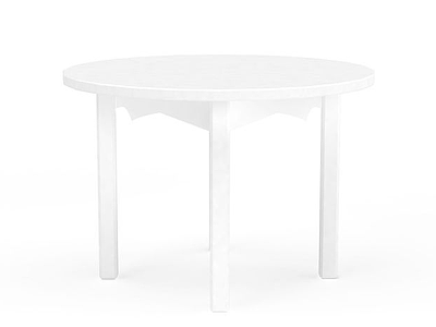 白色木质圆形桌子模型3d模型