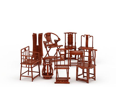 中式实木椅子模型3d模型