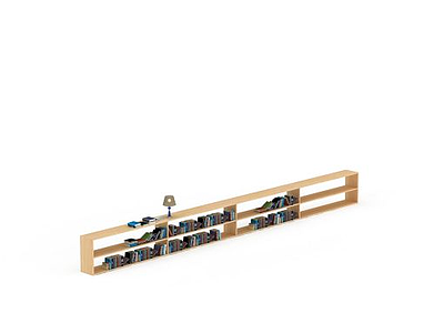 木质长书架模型3d模型