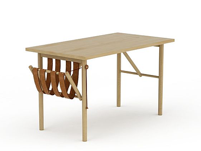 简易实木办公桌模型3d模型