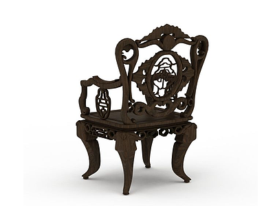 实木雕花椅模型3d模型