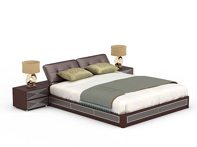 3d简约风格双人床免费模型