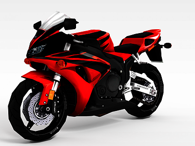 红色摩托车模型3d模型