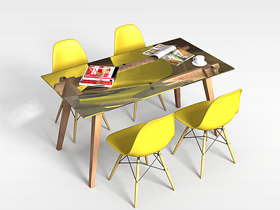 3d现代风格餐桌组合模型