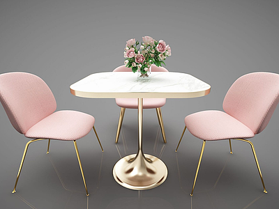 3d现代多人餐桌椅模型