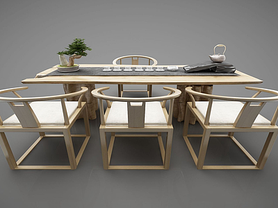 3d中式<font class='myIsRed'>茶</font>桌椅模型
