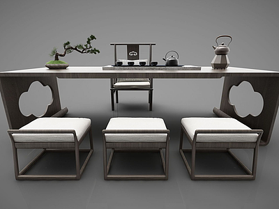 3d中式茶桌椅模型