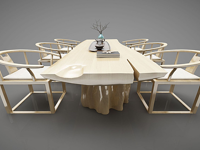 中式餐桌椅3d模型