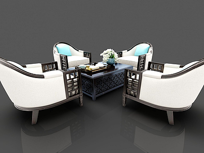 现代多人餐桌椅3d模型