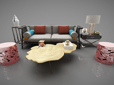 沙发茶几组合3d模型