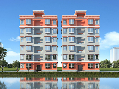 3d藏式多层住宅模型