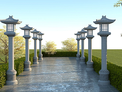 中式石灯模型3d模型