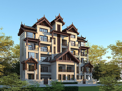 3d东南亚别墅模型
