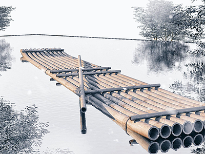 竹筏模型3d模型