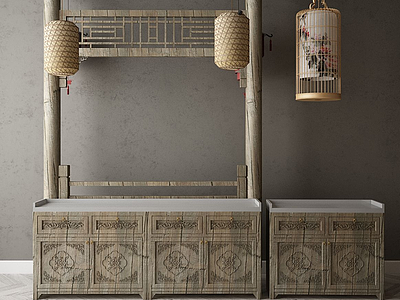 老北京风格装饰柜模型3d模型
