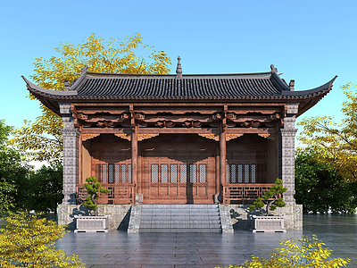 3d中式寺庙模型