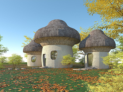 3d蘑菇房模型