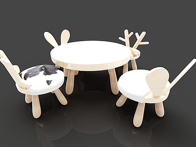 3d幼儿园桌椅模型