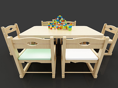 幼儿园桌椅模型3d模型
