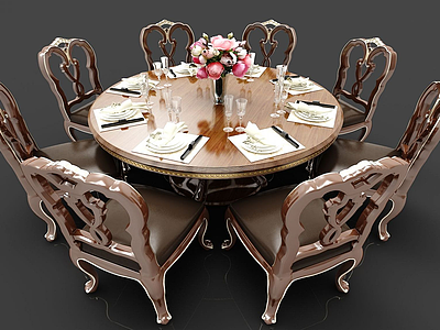 欧式餐桌椅3d模型