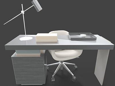 3d现代书桌椅模型