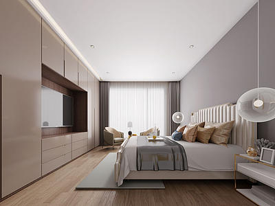 现代极简卧室模型3d模型