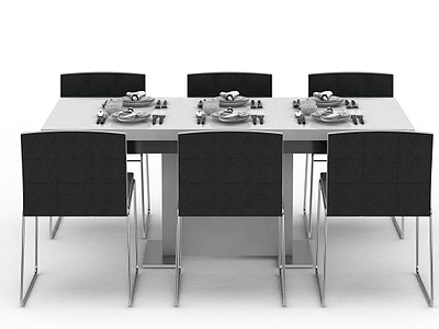 3d餐厅桌椅组合模型