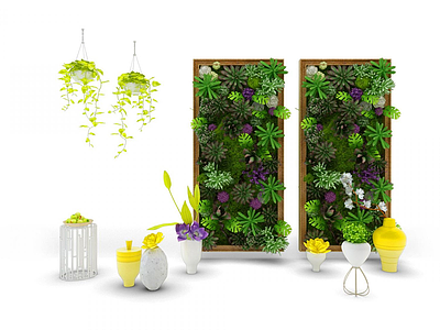 现代装饰植物墙3d模型
