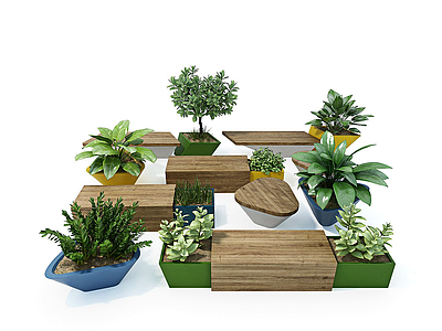 现代盆栽绿植3d模型