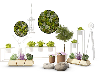 现代装饰植物花架3d模型