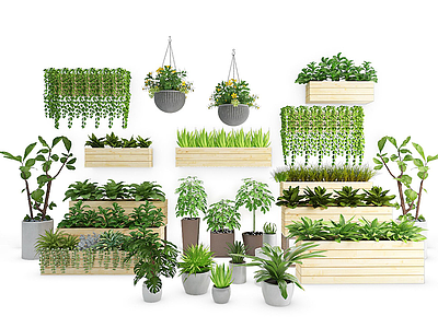 3d现代装饰植物栏模型