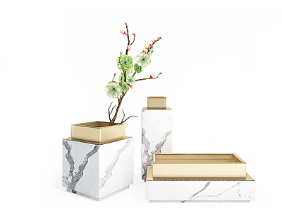 现代装饰植物花瓶模型