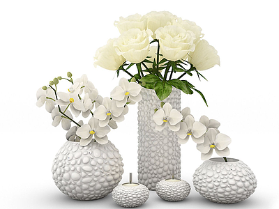 现代装饰植物花瓶3d模型