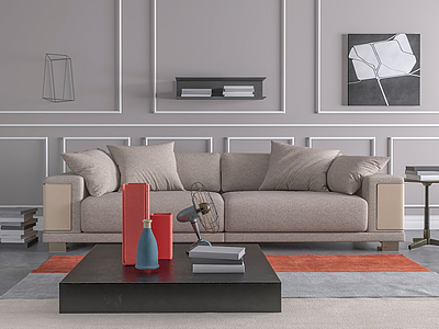 现代休闲沙发茶几模型3d模型