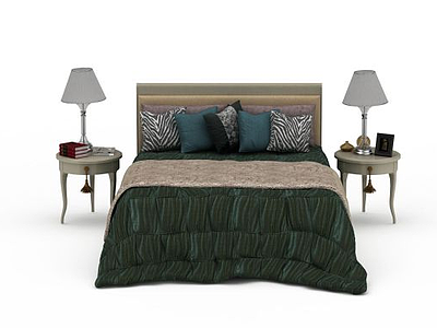 3d卧室双人床免费模型