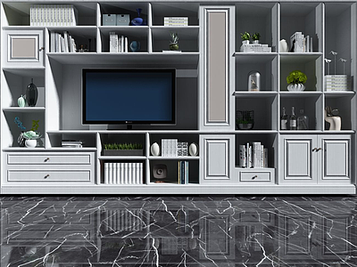 书柜式电视背景墙模型3d模型