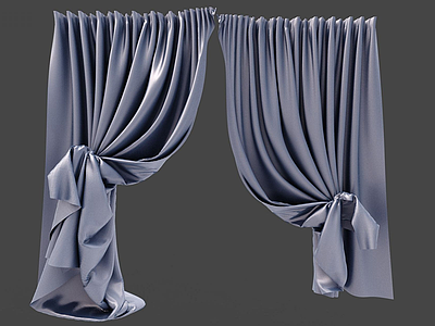 3d现代双层窗帘模型