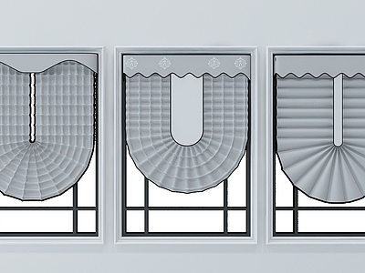 3d现代扇形窗帘模型