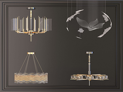 现代客厅水晶吊灯3d模型