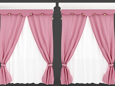 女孩卧室窗帘模型3d模型