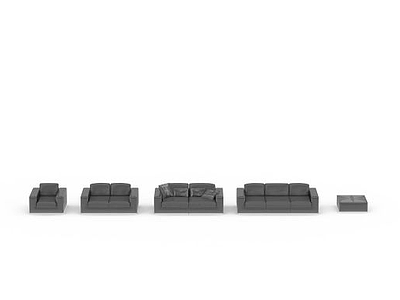 中式灰色沙发模型3d模型