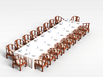 大型会议室桌椅模型3d模型